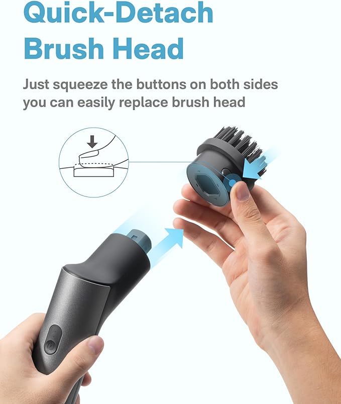 HOTO Replacement Brush Heads for Electric Spin Scrubber | Multi-Surface Cleaning Brushes | Durable & Easy to Replace | For Kitchen, Bathroom, Tiles & Grout (HFE0009GL / QWFGJ005)