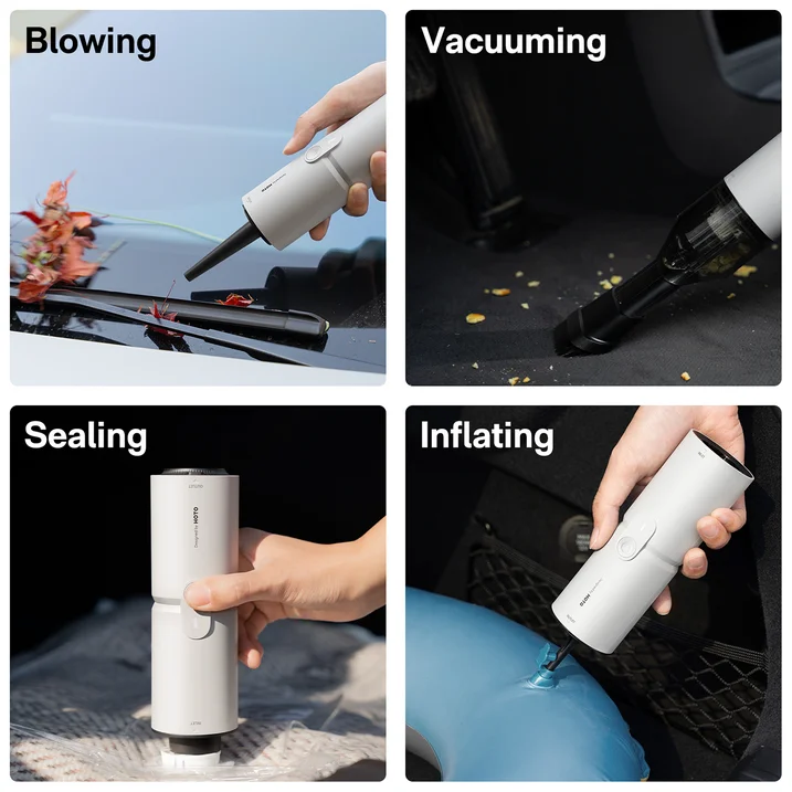 HOTO 4-in-1 Portable Mini Cordless Air Duster & Vacuum | Blow, Vacuum, Inflate & Deflate | Rechargeable High-Power Cleaner for Keyboard, Camera, Car & Home (HOE0018US-S / QWCXA001)