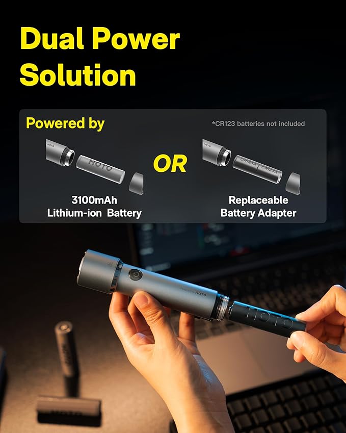 HOTO LED Flashlight High Lumens, Rechargeable Tactical Flashlight Super Bright, IP68 Waterproof(HOE0010GL/ QWSDT005)