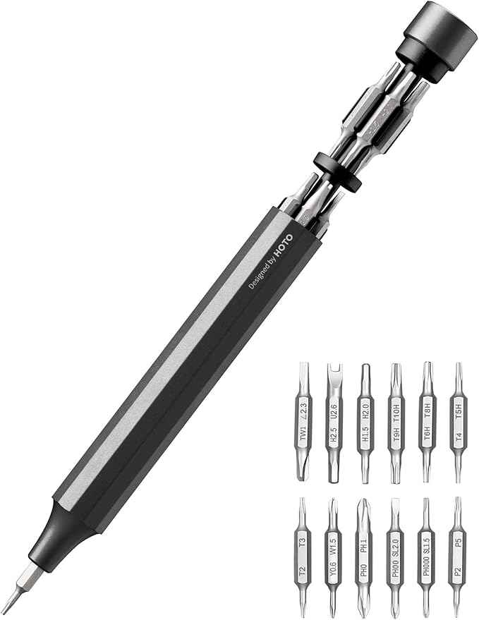 HOTO 24 in 1 Multi Bit Mini Screwdriver Set Magnetic, Manual Precision Screwdriver Set, EDC Pen Screwdriver for Eyeglasses, Electronics, Watches, Phones, Laptops, Cameras
