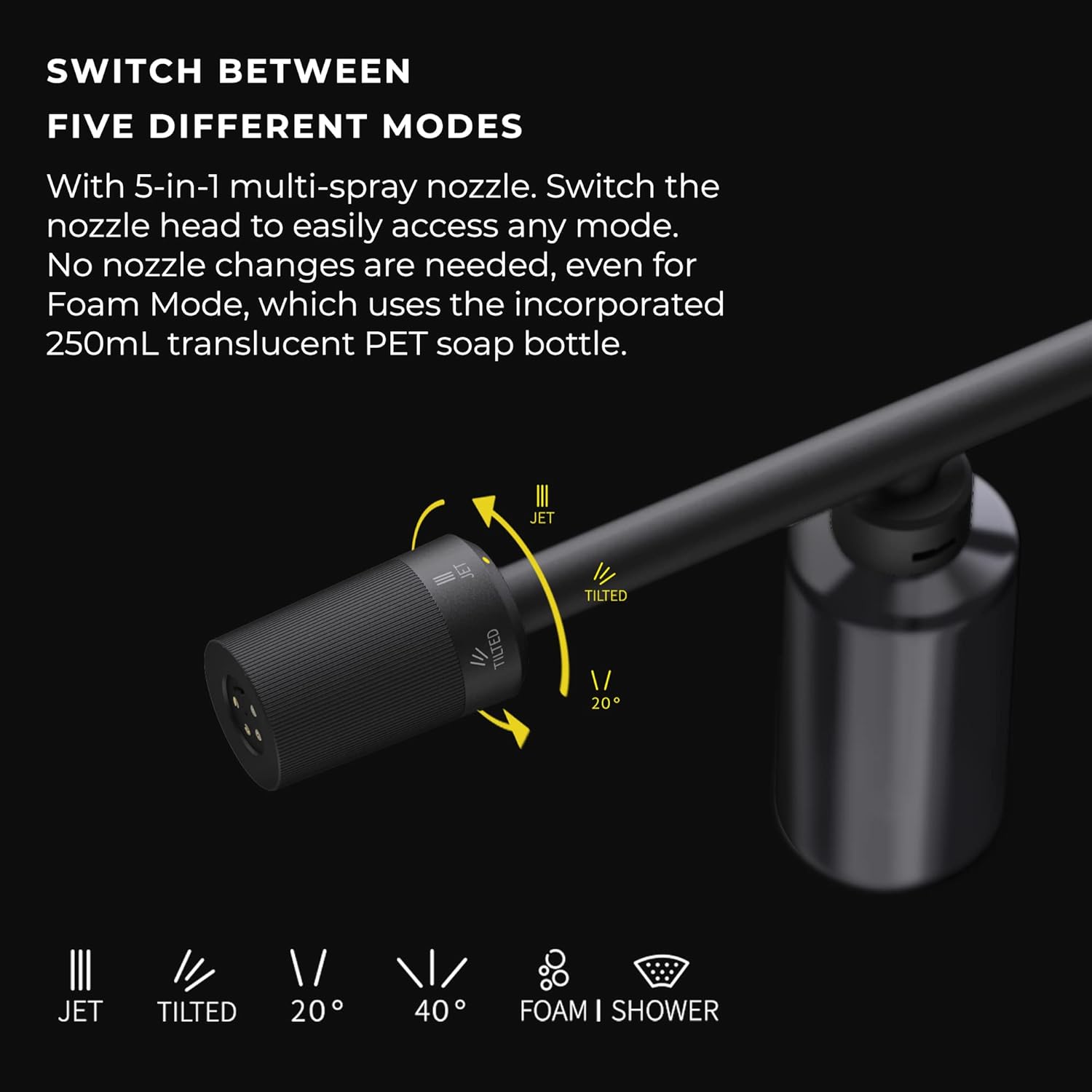 HOTO 20V Cordless Power Washer Pro, Portable Power Cleaner, USB-C Rechargeable, 5-in-1 Nozzle, 2.5Ah Battery, 290 Psi for Washing Car/Fence/Floor Cleaning/Watering (QWXCJ002)