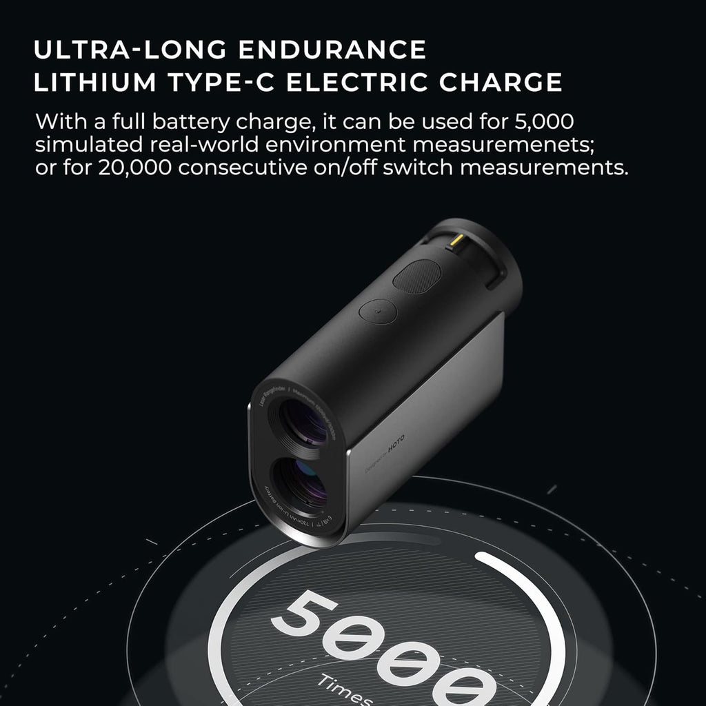 HOTO Golf Laser Rangefinder – Slope + Flag-Lock Digital Laser Measuring Tool, 1100-1200 Yard Range, 6× Magnification, USB-C Rechargeable, IPX4 Weather-Resistant - Hoto India