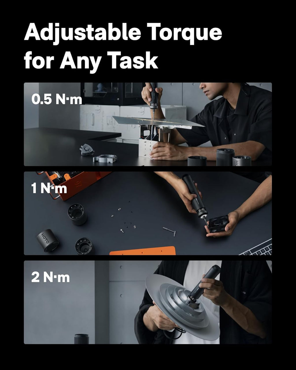 HOTO PixelDrive Cordless Screwdriver Set – Smart Display, 6 Torque Settings, 30 Bits (QWLSD014/HTE0033GL)