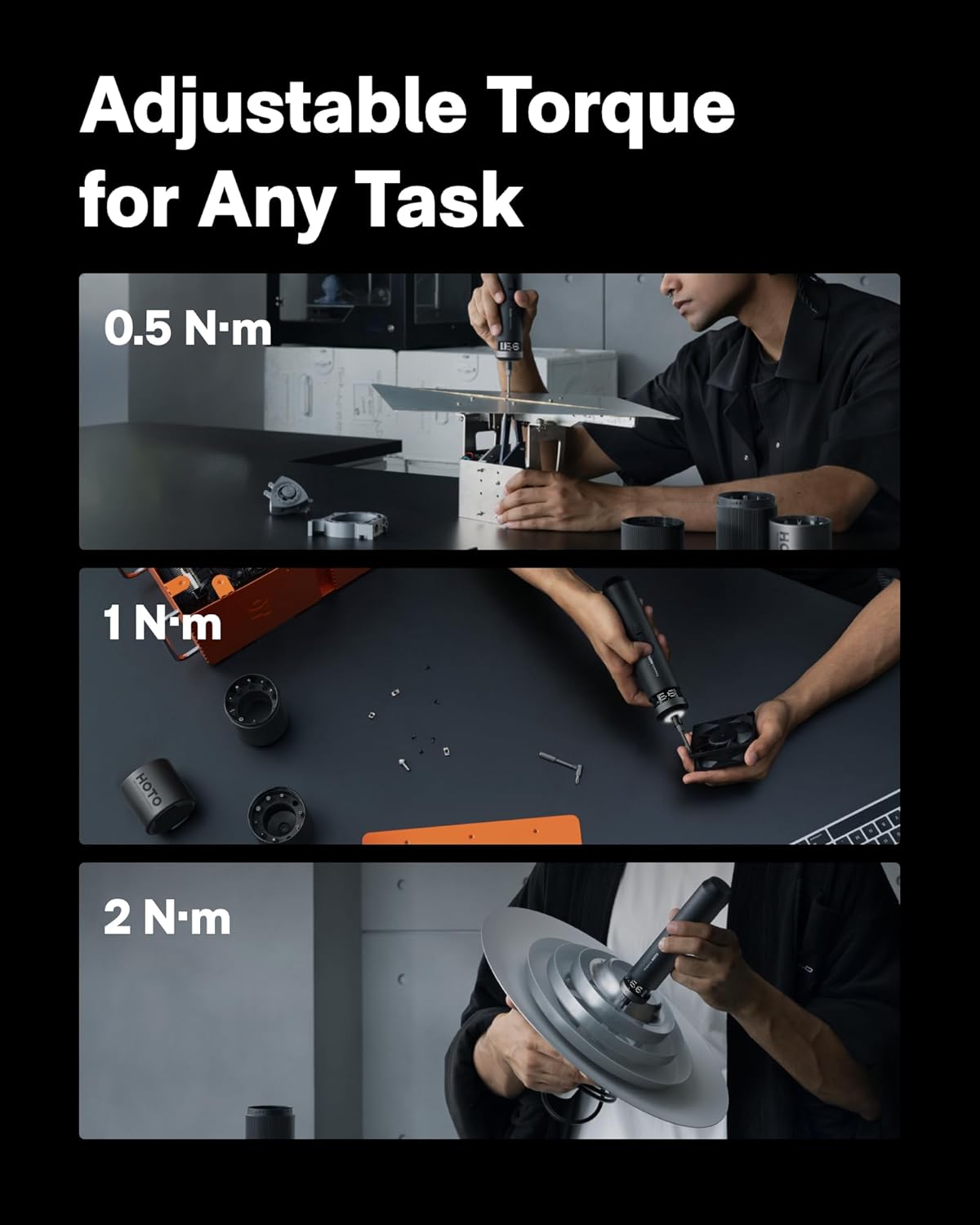 HOTO PixelDrive Cordless Screwdriver Set – Smart Display, 6 Torque Settings, 30 Bits (QWLSD014/HTE0033GL)