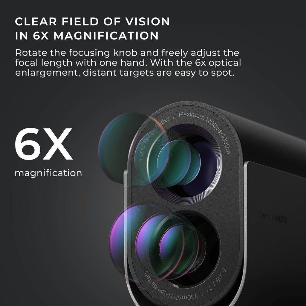 HOTO Golf Laser Rangefinder – Slope + Flag-Lock Digital Laser Measuring Tool, 1100-1200 Yard Range, 6× Magnification, USB-C Rechargeable, IPX4 Weather-Resistant - Hoto India