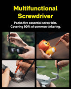 HOTO 5 in 1 Multitool Mini Screwdriver Set, Lightweight Pocket Screwdriver for Eyeglasses & Electronics, Magnetic Bits, Compact EDC Precision Set for Portable Repairs (SILVER)