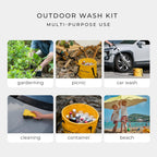 HOTO Outdoor Wash Kit – 20L Foldable Bucket, Sponge & Microfiber Cloth (HTT0027GL / QWOGJ002)