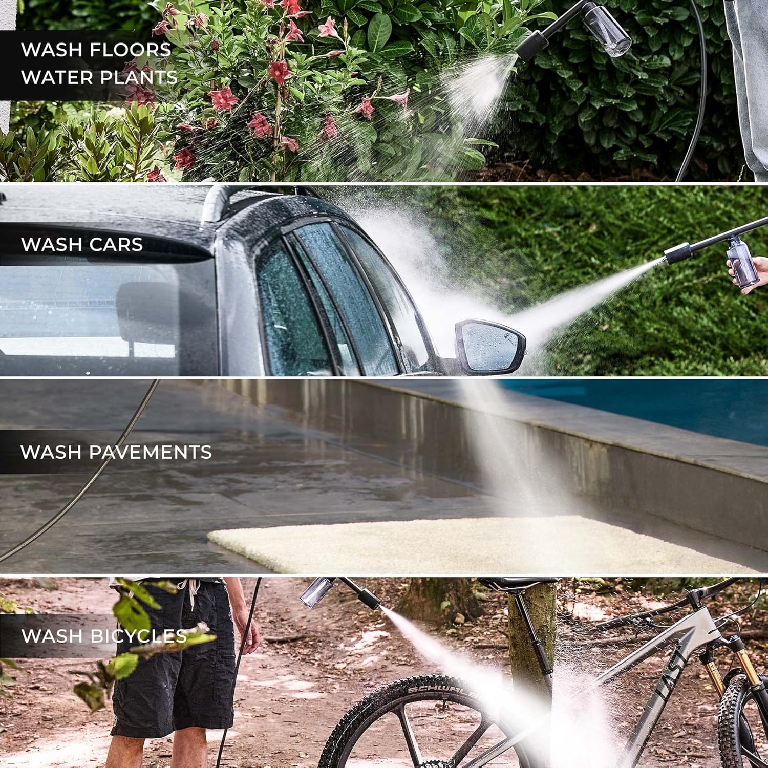 HOTO 20V Cordless Power Washer Pro, Portable Power Cleaner, USB-C Rechargeable, 5-in-1 Nozzle, 2.5Ah Battery, 290 Psi for Washing Car/Fence/Floor Cleaning/Watering (HTT0023EU / QWXCJ002)