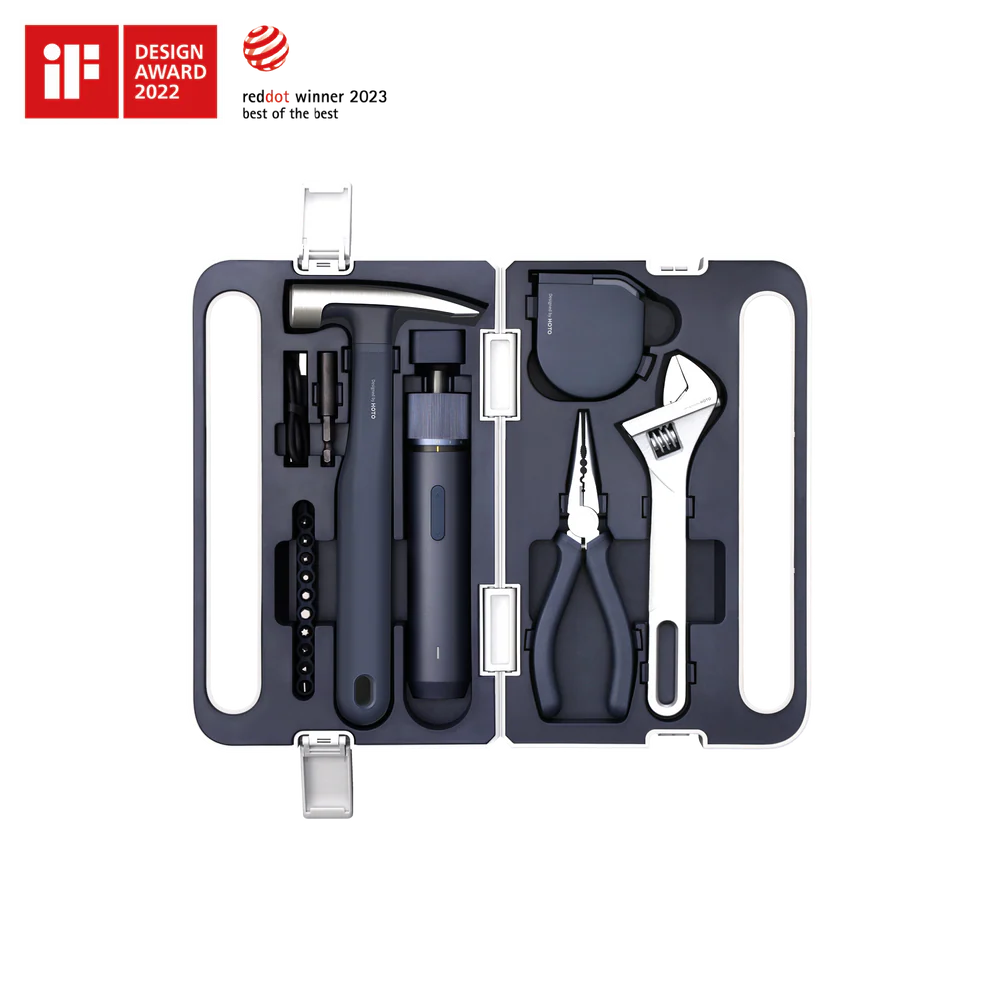 HOTO 3.6V Electric Screwdriver Tool Set, 17Pcs DIY Household Power Kit With Wrench, Hammer, Tape, Plier, Knife and Tool Box for Everyday Home Repairs - Hoto India