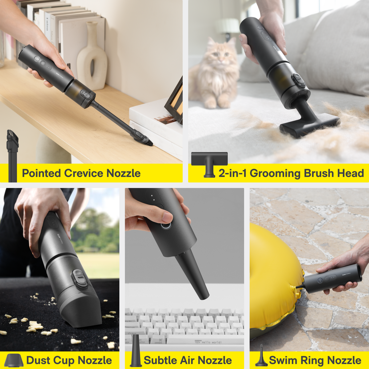AutoCare vacuum and nozzles shown for compatibility; not included