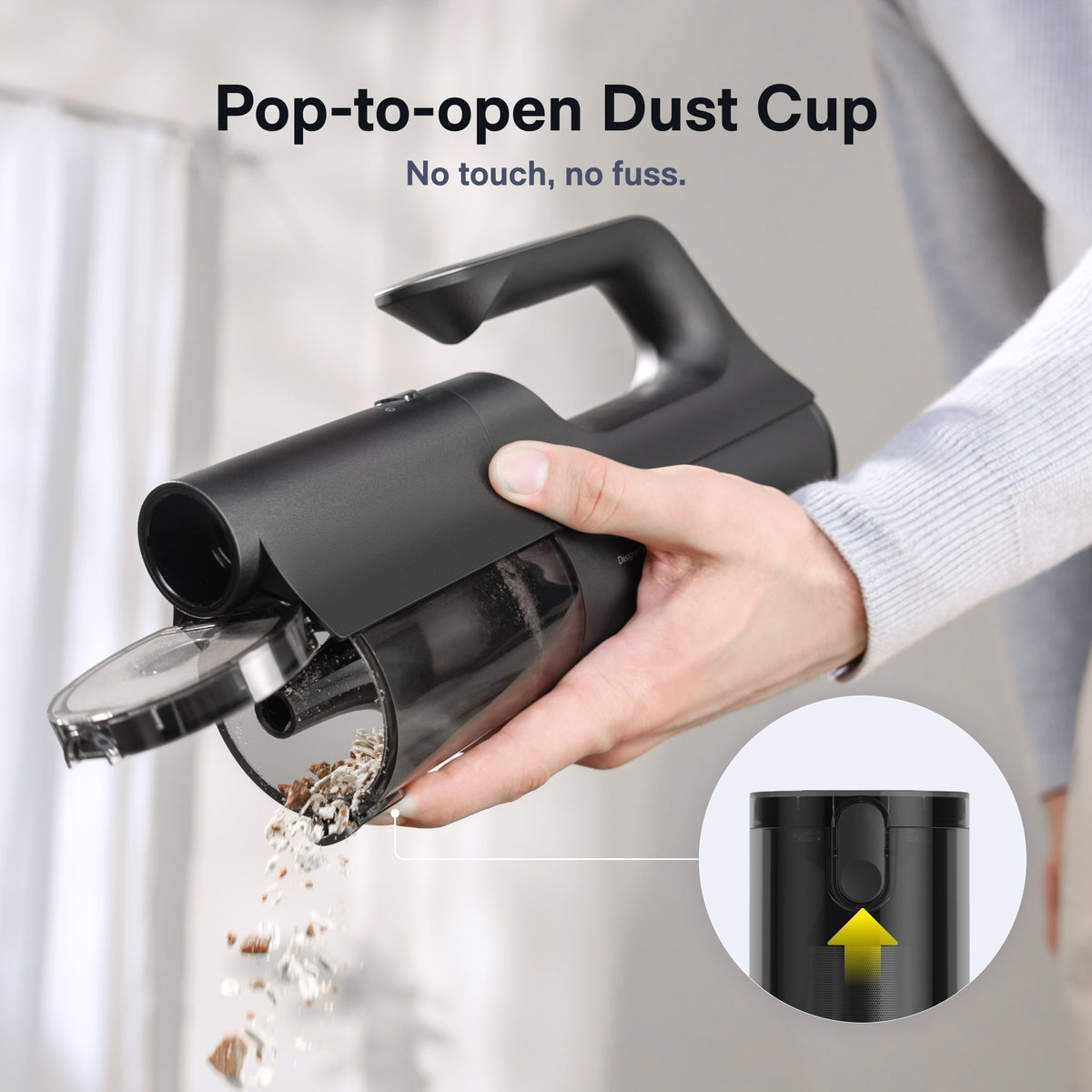 HOTO BlowVac handheld vacuum – One-button dust cup release