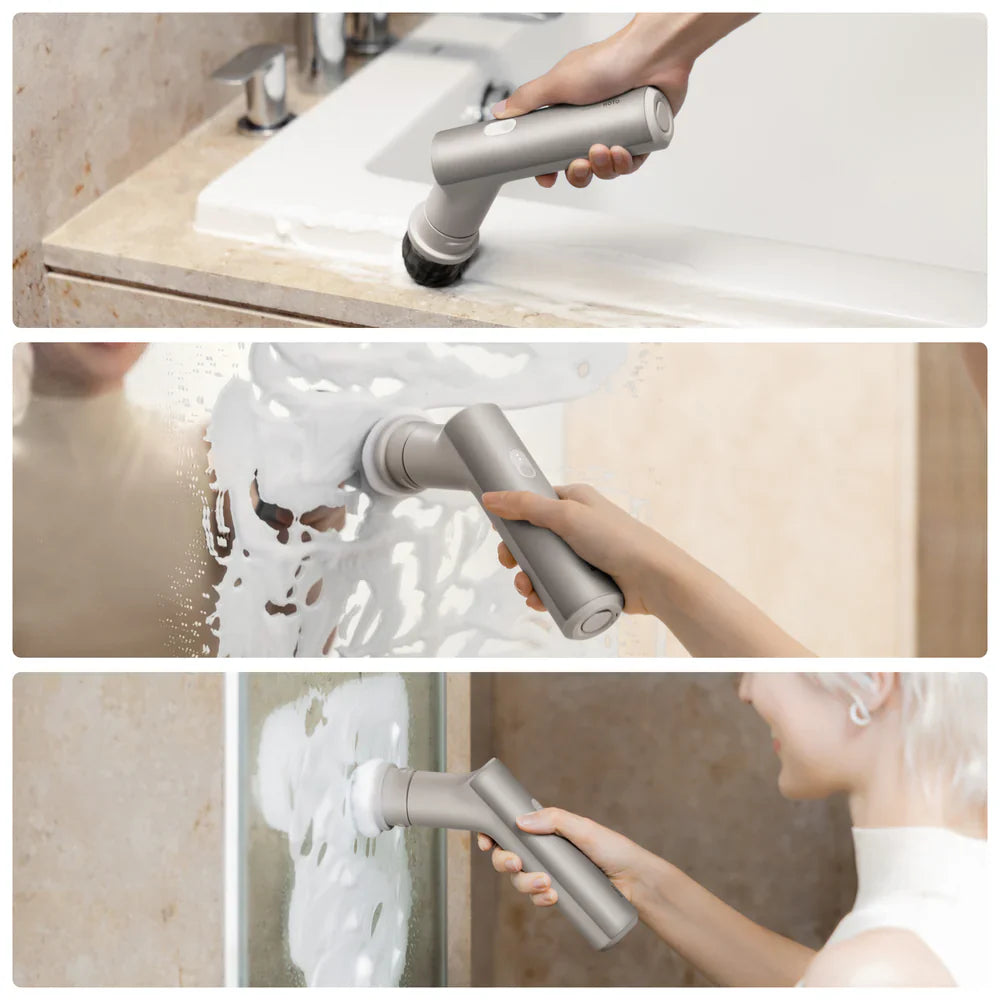 HOTO Electric Kitchen Spin Scrubber, 9-in-1 Power Cleaning Brush Set, 300 RPM High-Torque Motor, IPX7 Waterproof, 4000mAh Rechargeable Battery, Multi-Surface Cleaner for Kitchen Sink, Tiles, Stovetops & Bathroom - Hoto India