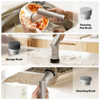 HOTO Electric Kitchen Spin Scrubber, 9-in-1 Power Cleaning Brush Set, 300 RPM High-Torque Motor, IPX7 Waterproof, 4000mAh Rechargeable Battery, Multi-Surface Cleaner for Kitchen Sink, Tiles, Stovetops & Bathroom - Hoto India