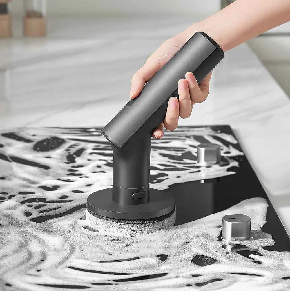 HOTO Electric Spin Scrubber – Cordless Long-Handle Cleaning Brush with 6 Replaceable Heads, IPX7 Waterproof, Up to 110 Min Runtime, for Bathroom, Floor, Tile & Kitchen