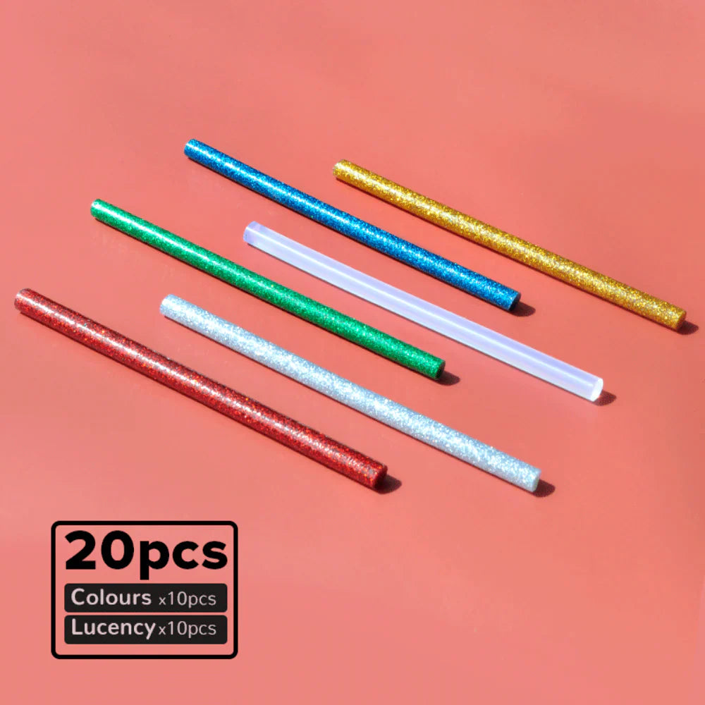 HOTO Hot Glue Sticks, 20 Pcs Glitter Hot Glue Sticks, Glue Gun Sticks, Colored Glue Sticks, 6 Colors for DIY Projects and Arts Crafts DIY Fabric, 5" x 0.28" - Hoto India