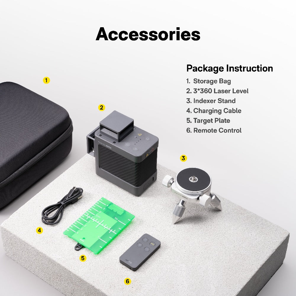 HOTO 3×360° Laser Level – Self-Leveling 3-Plane Digital Laser Line Tool with 360° Horizontal & Vertical Coverage, USB-C Rechargeable, IP54 for Home & Pro Use - Hoto India