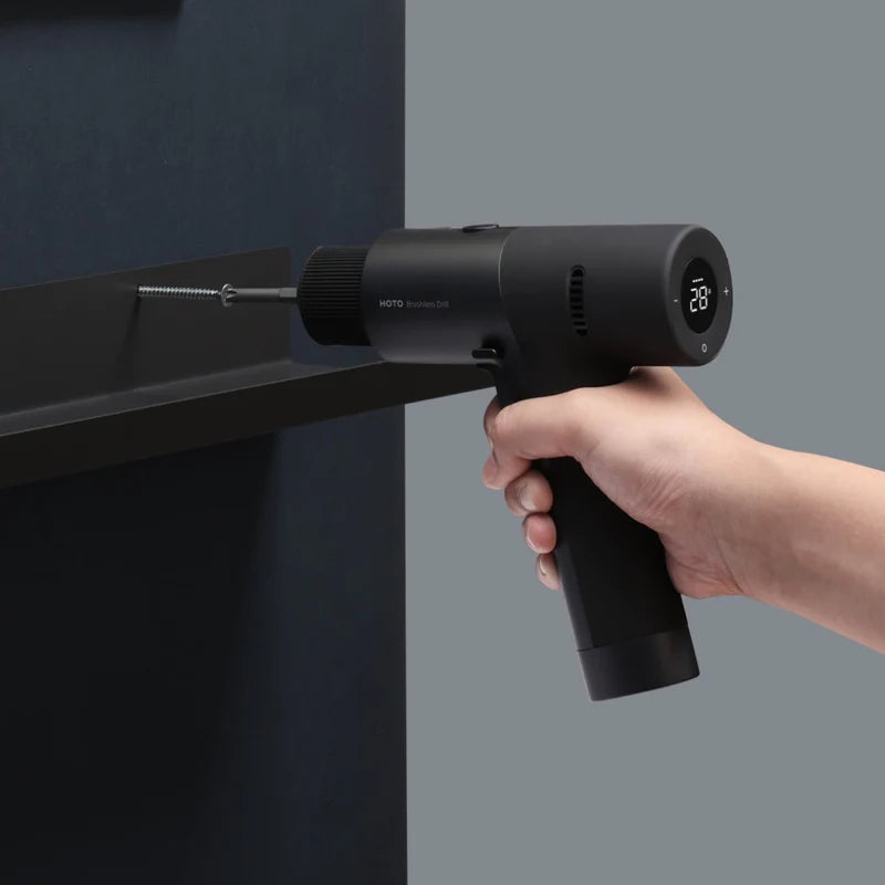 HOTO Cordless Brushless Electric Drill | 30 N·m Torque, 1400 RPM, USB-C Rechargeable, 18-Piece Bit Set – Home DIY, Wood & Metal Drilling Kit - Hoto India