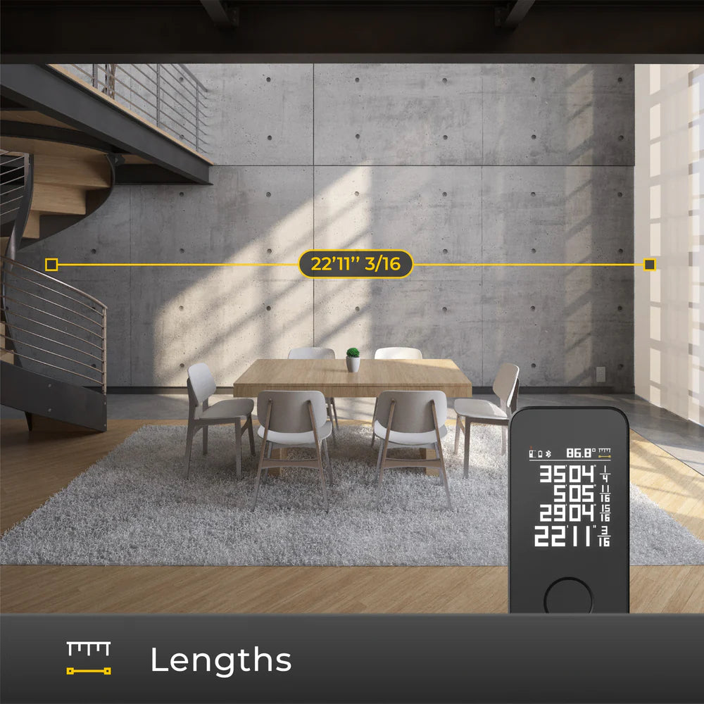 HOTO Laser Measure Pro – Smart Digital Laser Distance Meter (Up to 50 m/164 ft), Bluetooth App Sync, 5 Measuring Modes, USB-C Rechargeable - Hoto India