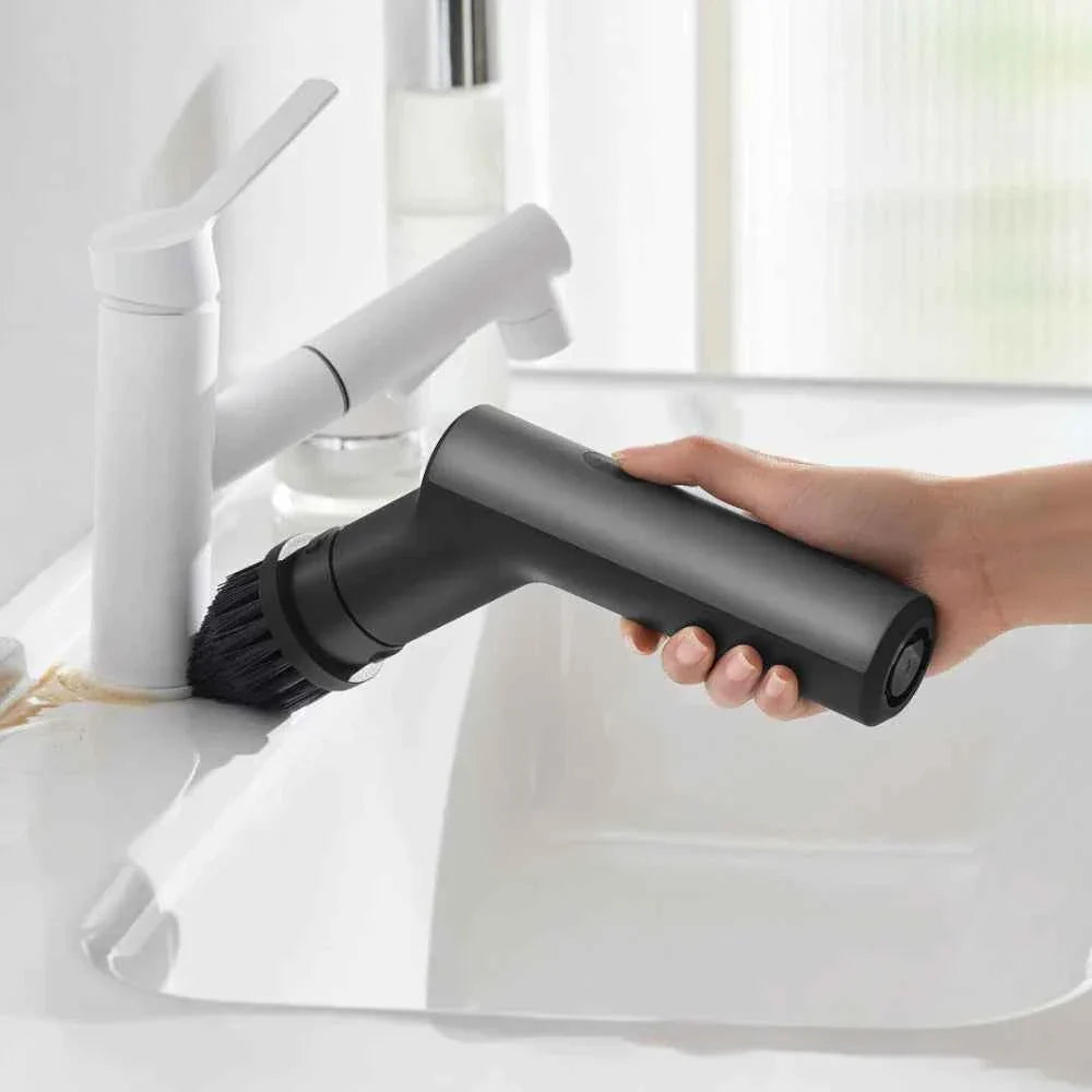 HOTO Electric Spin Scrubber – Cordless Long-Handle Cleaning Brush with 6 Replaceable Heads, IPX7 Waterproof, Up to 110 Min Runtime, for Bathroom, Floor, Tile & Kitchen