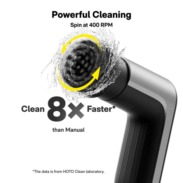 HOTO Grip™ Cordless Spin Scrubber – Lightweight, IPX7 Waterproof, 400 RPM Cleaning Power