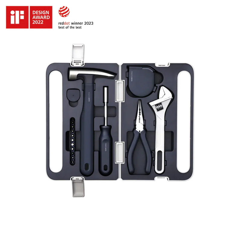 HOTO Manual Tool Set | 6-Piece Hand Tool Kit with Hammer, Adjustable Wrench, Needle-nose Pliers, Screwdriver with 10 Bits & Self-Lock Tape Measure – Compact DIY Home Repair Toolbox - Hoto India